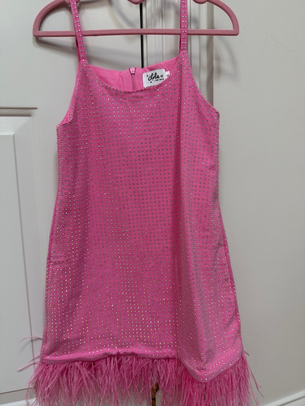 Lola Pink Sequin Feather Hem Girls' Dress